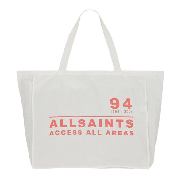 ALLSAINTS Access All Areas Tote in White & Neon Pink One Size New Womens Bag Sho - Picture 1 of 8